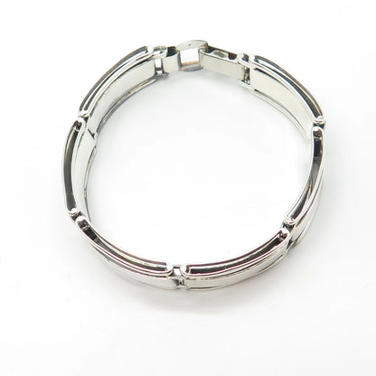 925 Sterling Silver Vintage Panel Link Bracelet 7"
