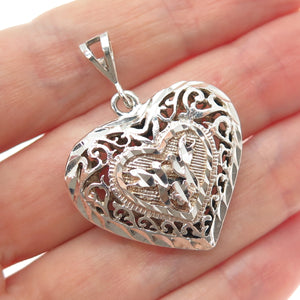 CHAPAL ZENRAY 925 Sterling Silver Vintage Ornate Heart Charm Pendant