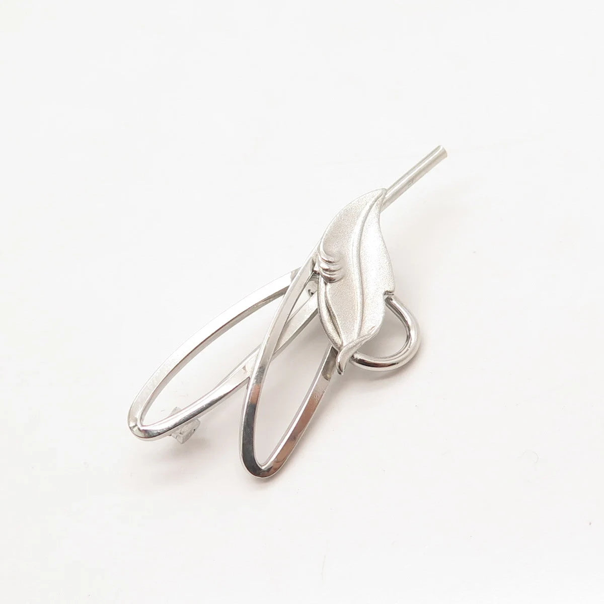 925 Sterling Silver Vintage ROMA Leaf Pin Brooch