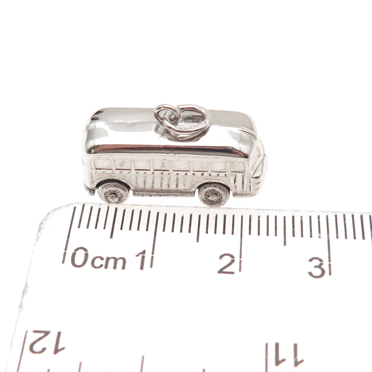 925 Sterling Silver Vintage School Bus Movable 3D Charm Pendant