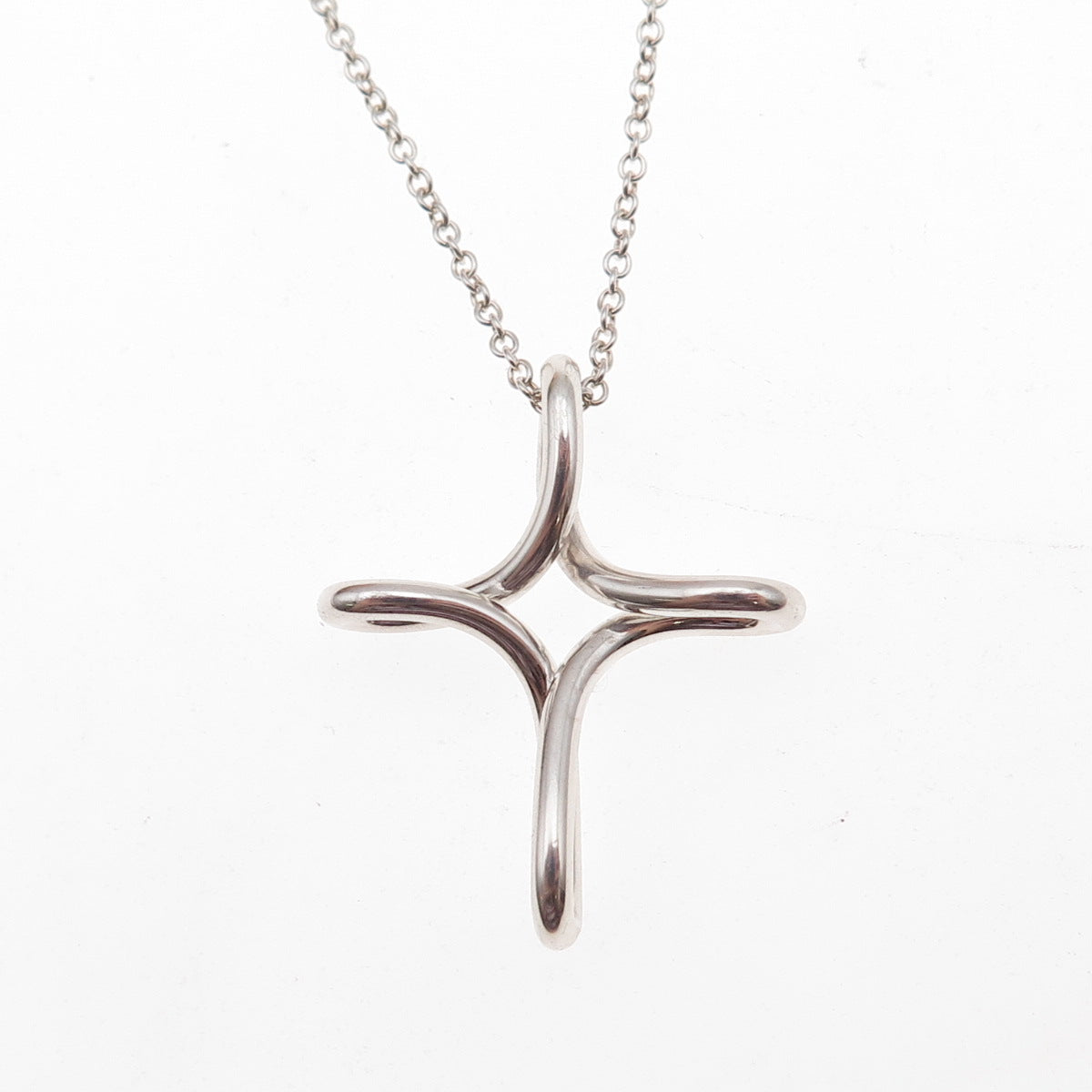 925 Sterling Silver Vintage Cross Cable Chain Necklace 18"