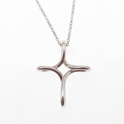 925 Sterling Silver Vintage Cross Cable Chain Necklace 18"