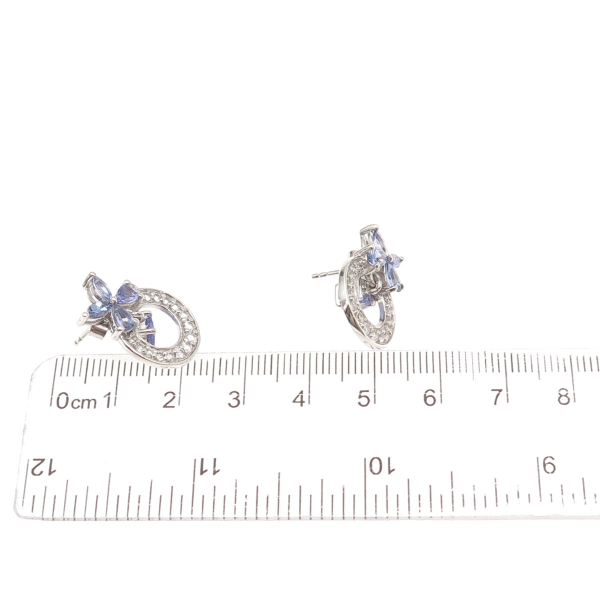 Chuck Clemency 925 Sterling Silver Real Tanzanite & White Topaz Earrings
