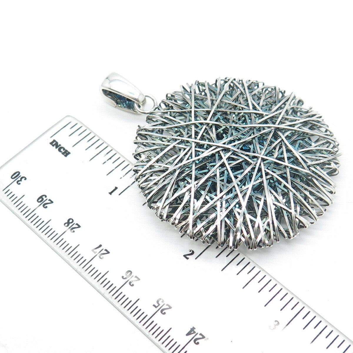 925 Sterling Silver Italy Milor Spiderweb Modernist Pendant