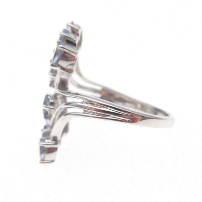 Chuck Clemency 925 Sterling Silver Real Oval-Cut Tanzanite Bypass Ring Size 8