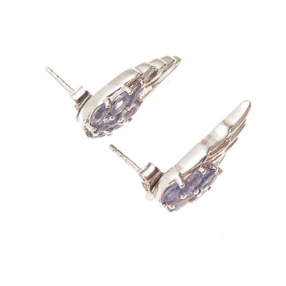 Chuck Clemency 925 Sterling Silver Real Tanzanite Angel Wings Earrings