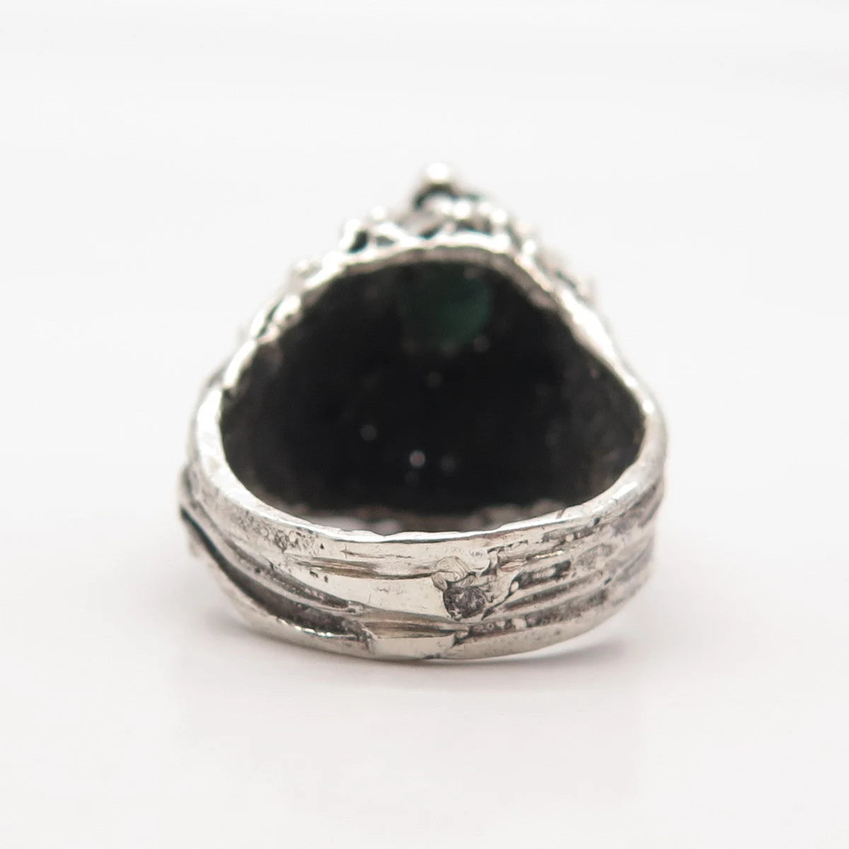 925 Sterling Silver Vintage Real Azurite Gemstone Ring Size 8.5