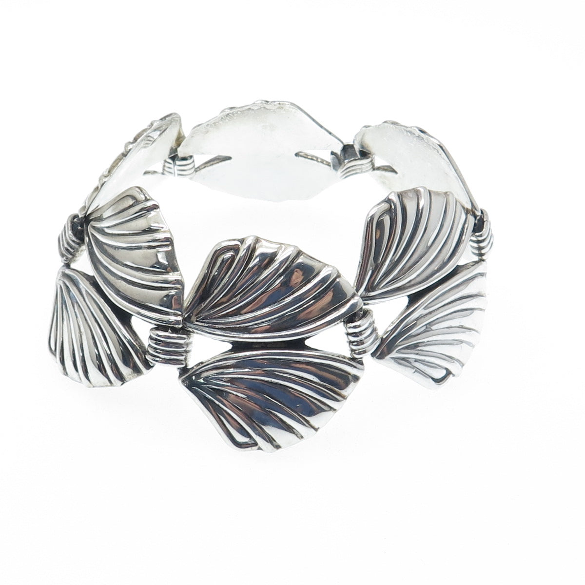 925 Sterling Silver Vintage Mexico Butterfly Wing Link Bracelet 7"