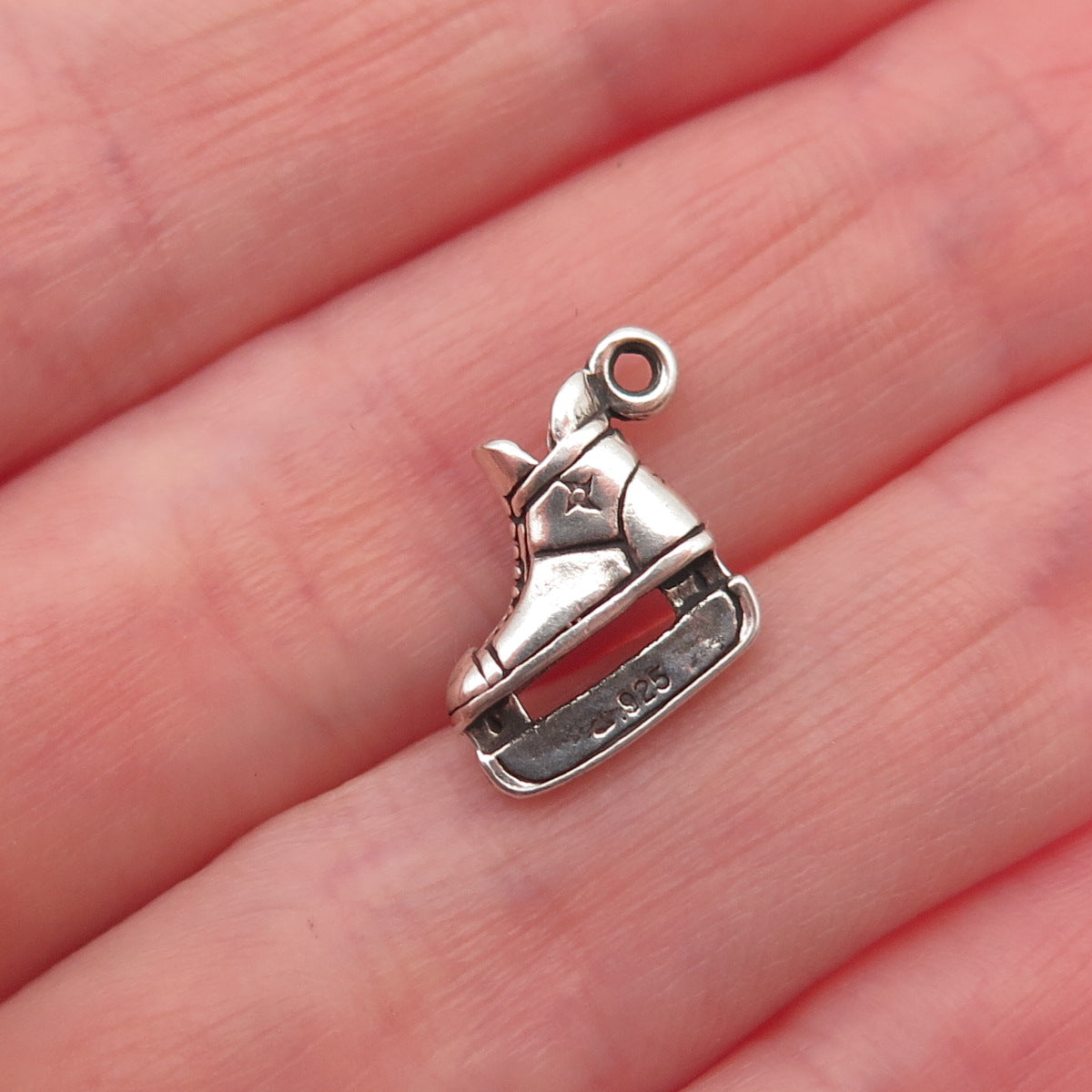 Sunwest 925 Sterling Silver Vintage Ice Skate Shoe Oxidized Mini Charm Pendant