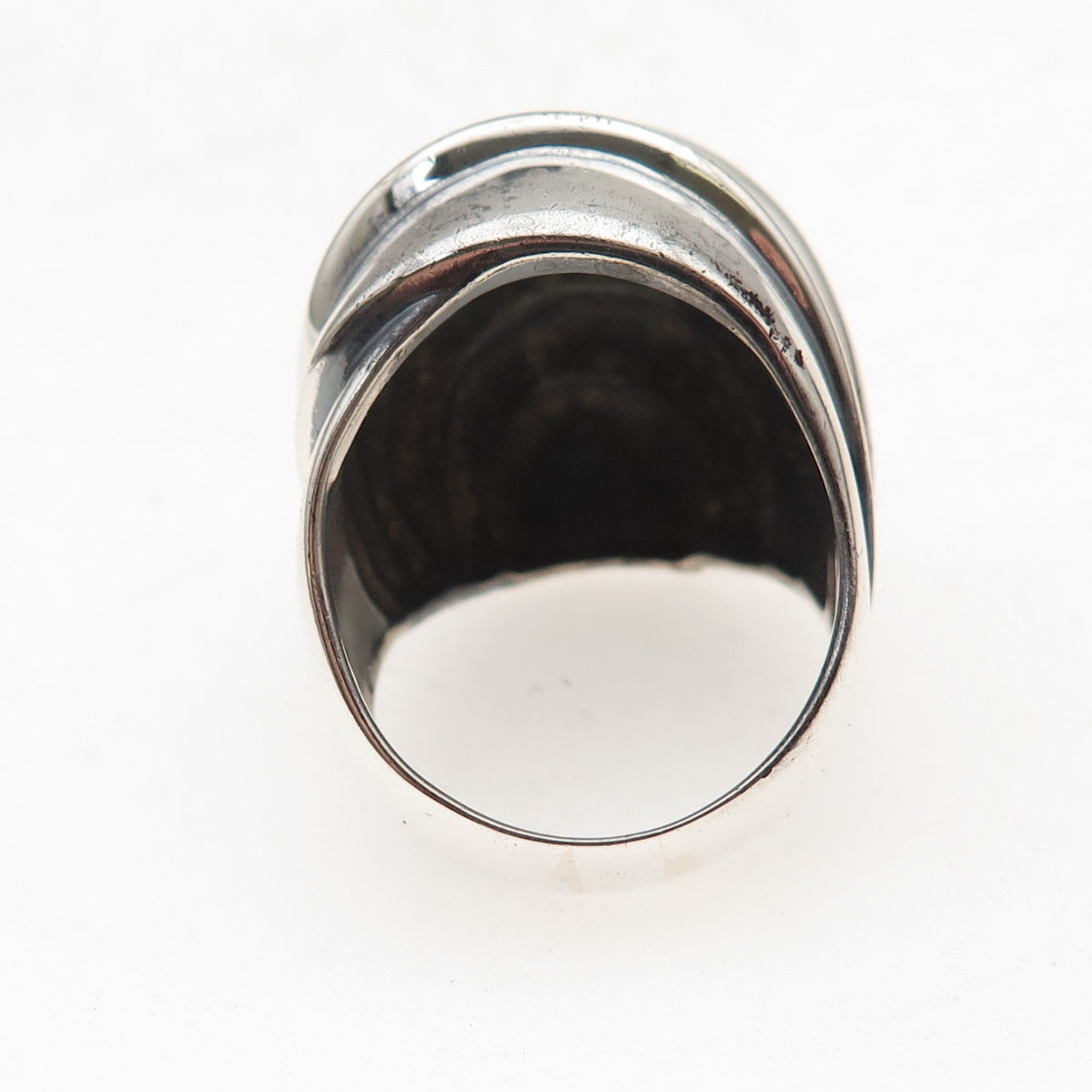 925 Sterling Silver Vintage Modernist Oxidized Ring Size 7.5