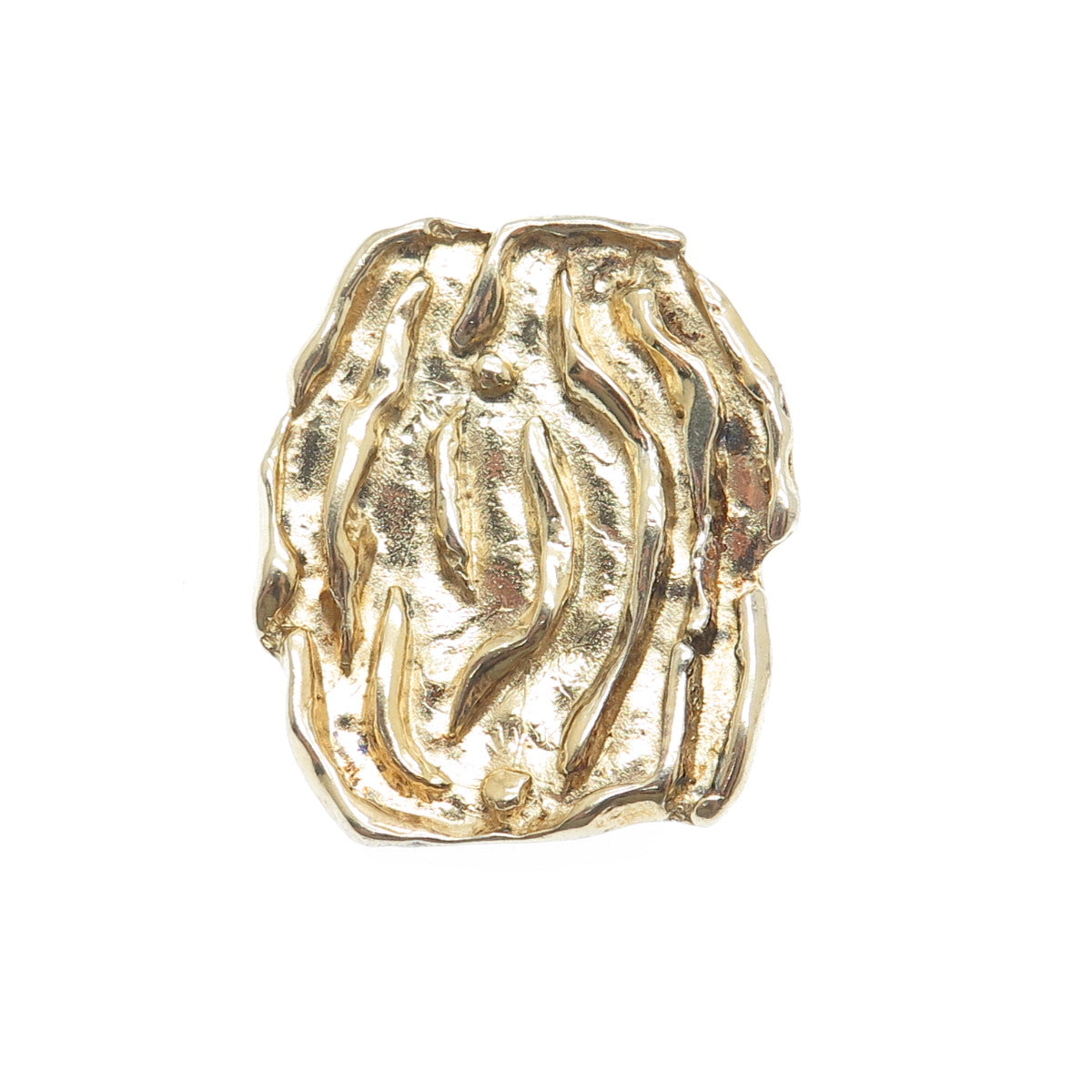 925 Sterling Silver Gold Plated Vintage Israel Modernist Pin Brooch / Pendant