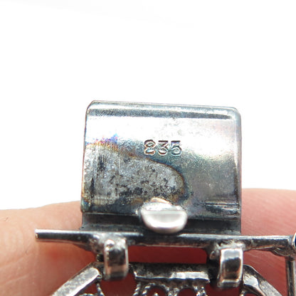 835 Silver Vintage Ornate Panel Link Bracelet 7"