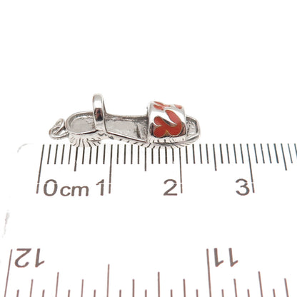 925 Sterling Silver Vintage Enamel Sandal Shoe 3D Mini Charm Pendant