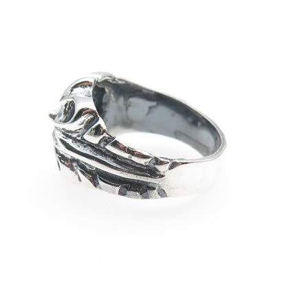 925 Sterling Silver Vintage Modernist Cross Oxidized Ring Size 9.75