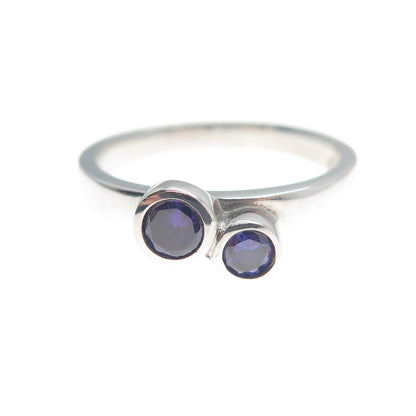 925 Sterling Silver Round-Cut Purple C Z Ring Size 5