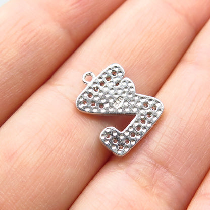 925 Sterling Silver C Z & Enamel Letter "Z" Initial Charm Pendant