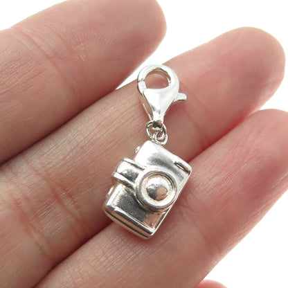 925 Sterling Silver Vintage Photo Camera Lobster Clasp Minimalist Charm Pendant