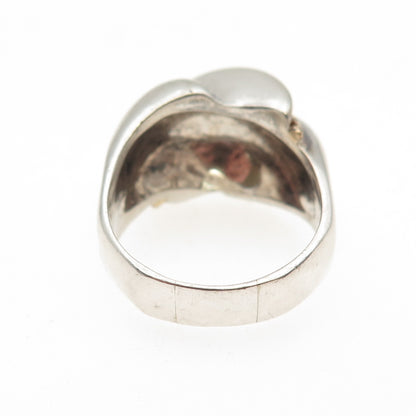 925 Sterling Silver 14K Gold Vintage MR Artisan Modernist Ring Size 8.25