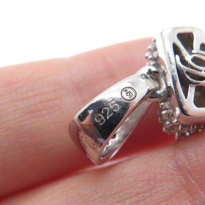 925 Sterling Silver Round-Cut C Z Sparkle Melted Letter I Initial Charm Pendant