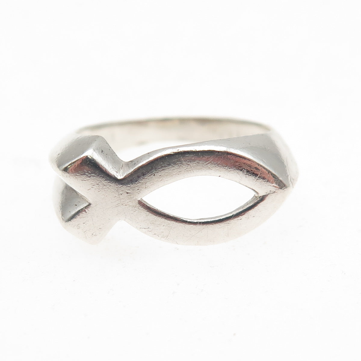 Chapal Zenray 925 Sterling Silver Vintage Ichthys Religious Ring Size 4.75