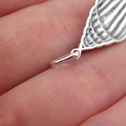 925 Sterling Silver Vintage Seashell Oxidized Charm Pendant