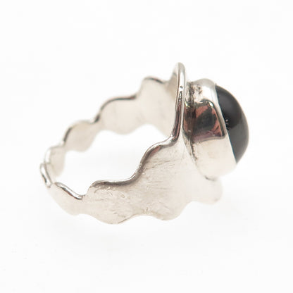 925 Sterling Silver Vintage Real Red Garnet Modernist Ring Size 6.5