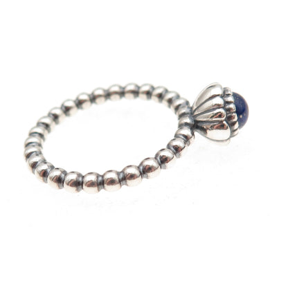 Pandora 925 Sterling Silver Real Lapis September Birthstone Ring Size 6