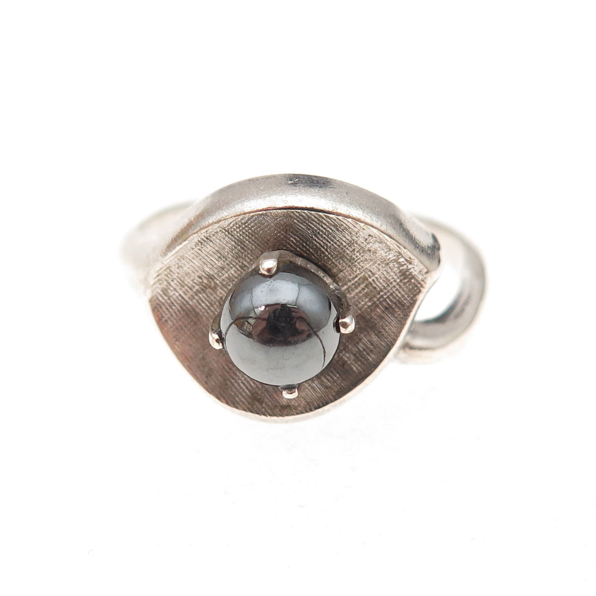Vargas Sterling Silver Antique Art Deco Real Hematite Oxidized Ring Size 6.75