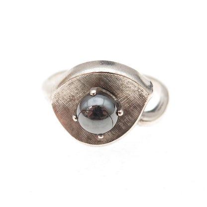 Vargas Sterling Silver Antique Art Deco Real Hematite Oxidized Ring Size 6.75