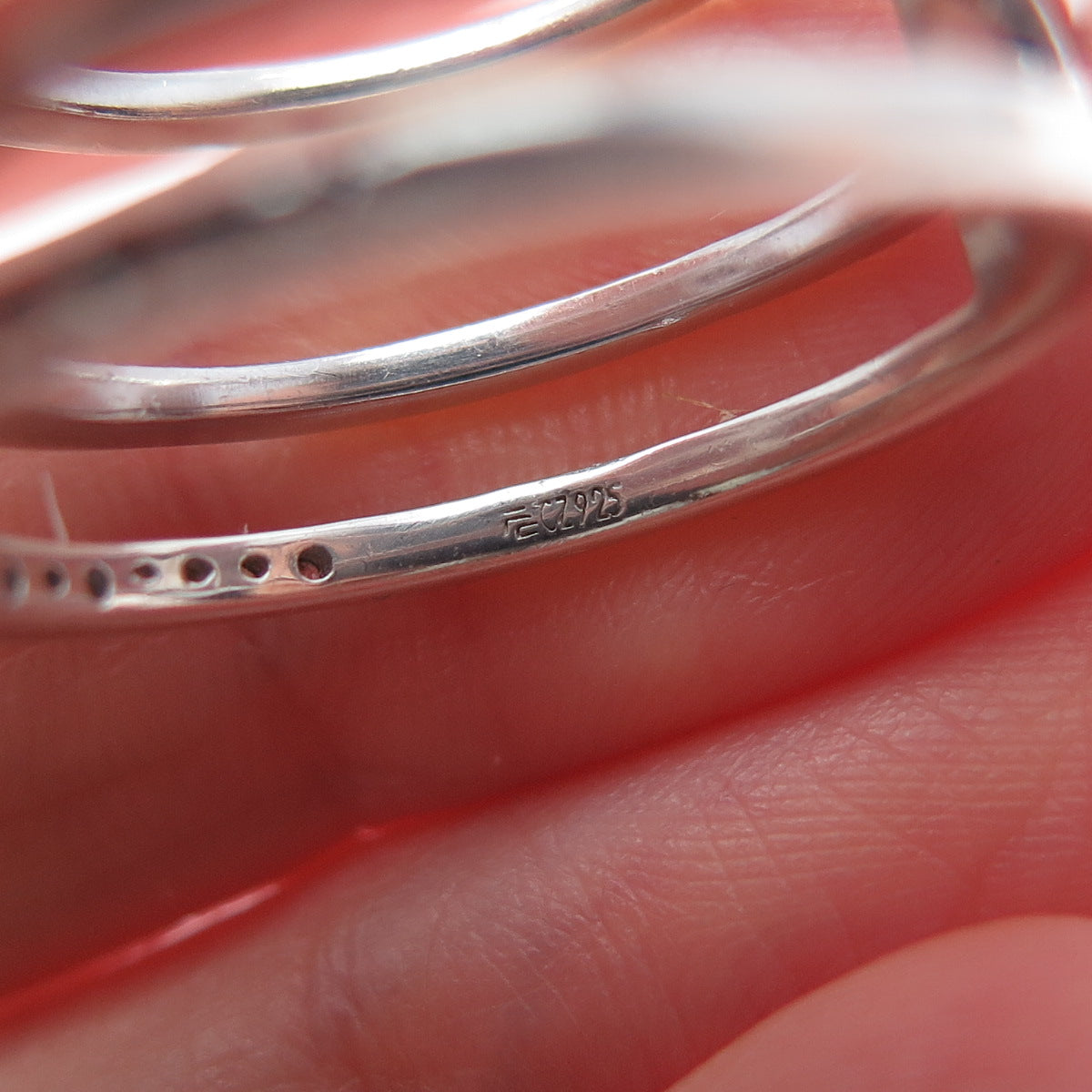 925 Sterling Silver Round-Cut C Z 3-Row Ring Size 8.25