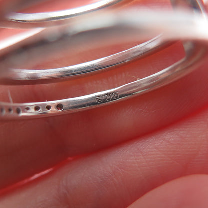 925 Sterling Silver Round-Cut C Z 3-Row Ring Size 8.25