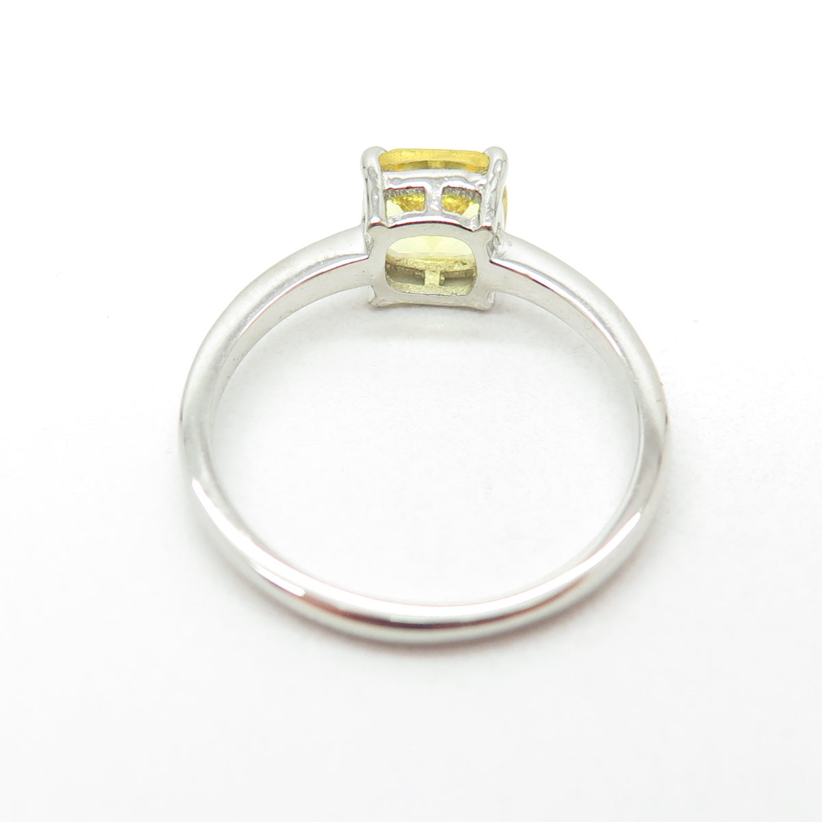 DAZZLERS 925 Sterling Silver Real Cushion-Cut Citrine Ring Size 6.75