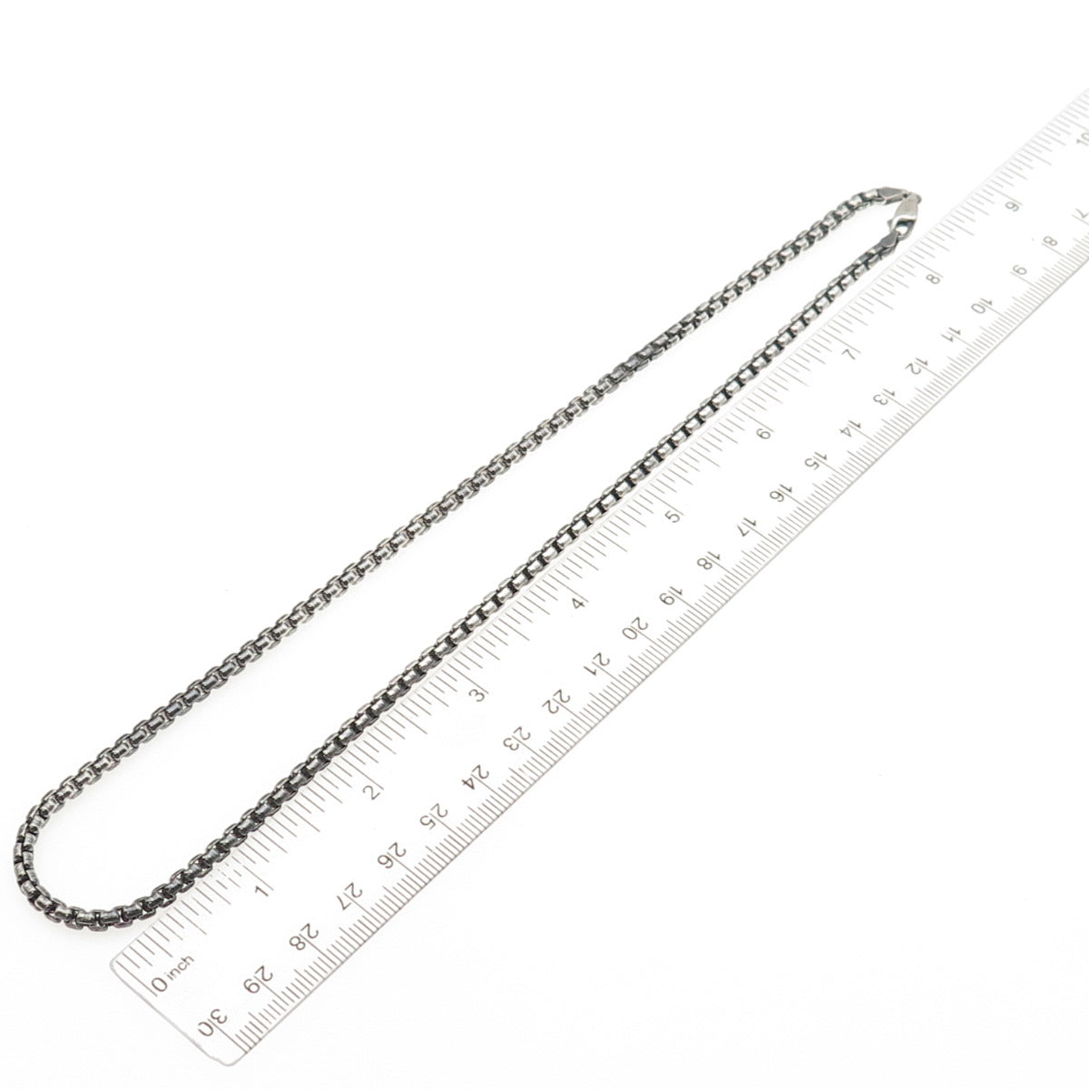 925 Sterling Silver Vintage Italy Round Box Chain Oxidized Necklace 18"