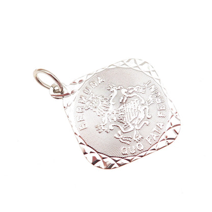 CREA 925 Sterling Silver Vintage Bermuda Coat of Arms Charm Pendant