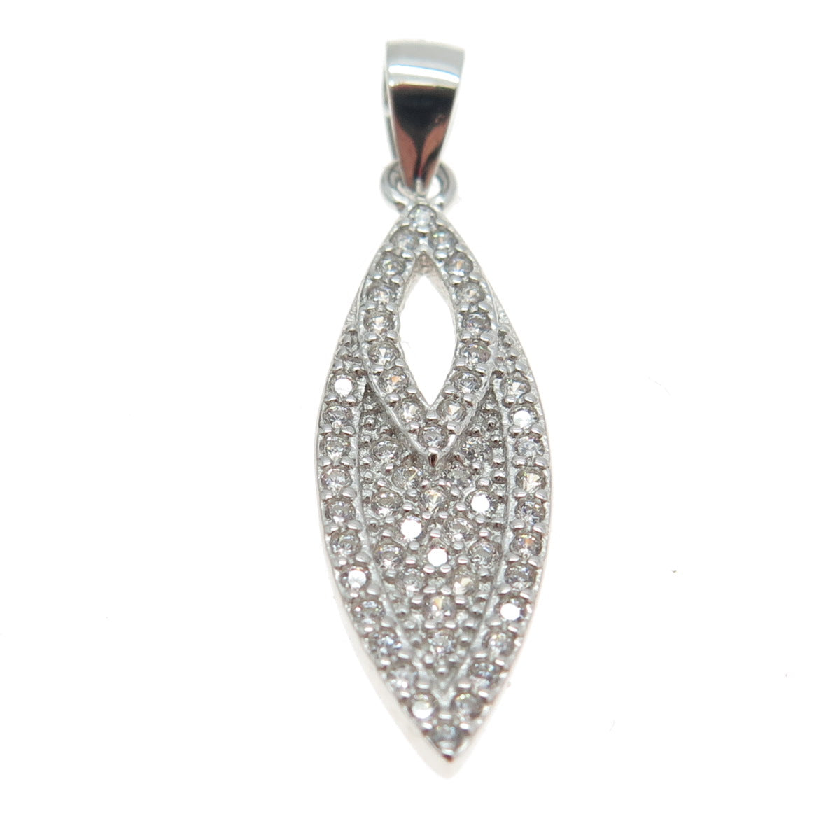 925 Sterling Silver Round-Cut C Z Sparkling Pendant