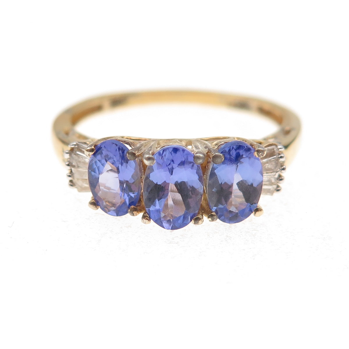 Chuck Clemency Sterling Silver Gold Plated Real Diamond & Tanzanite Ring Size 8