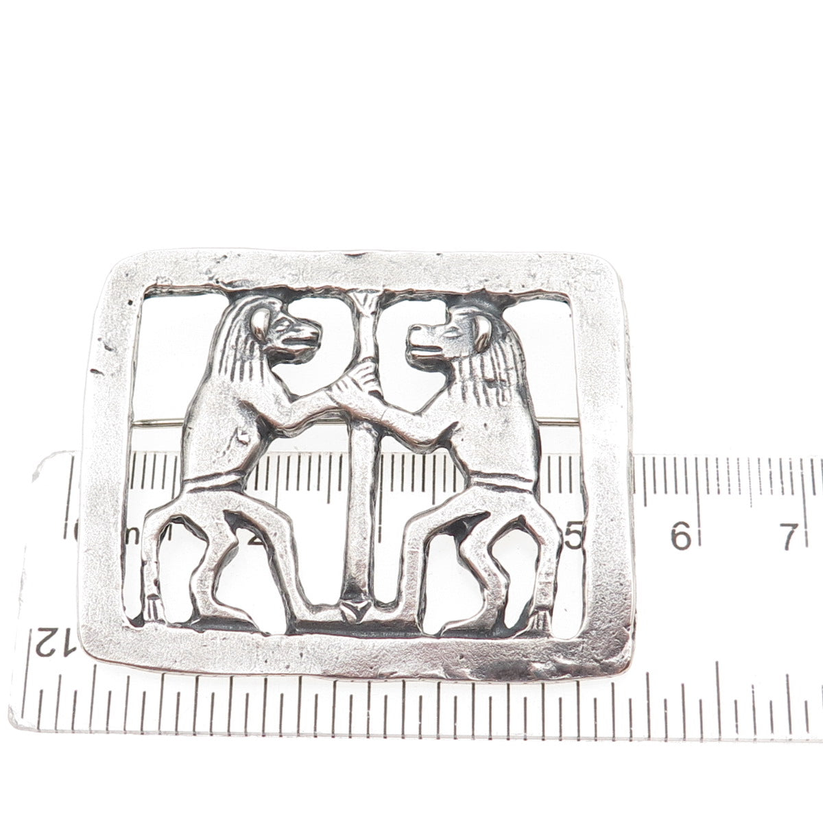 MMA Metropolitan Museum of Art Sterling Silver Vintage Egyptian Lions Pin Brooch