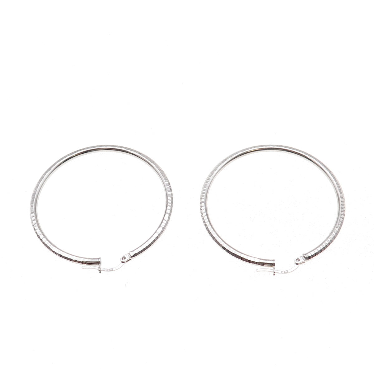 925 Sterling Silver Vintage Textured Tube Hoop Earrings