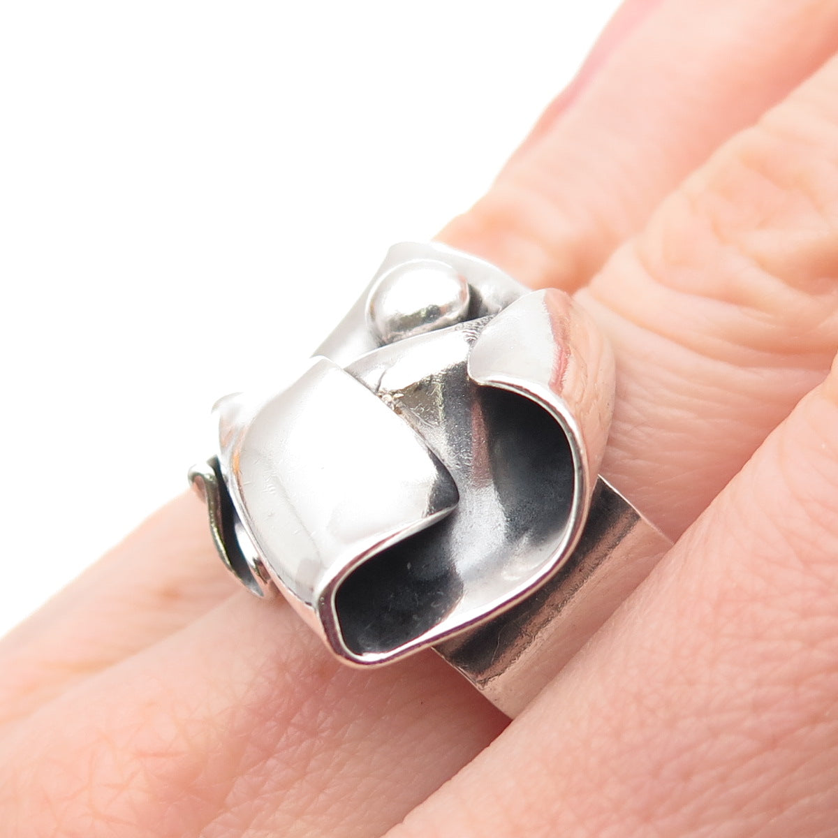 BOM Iceland 925 Sterling Silver Vintage Modernist Oxidized Ring Size 9