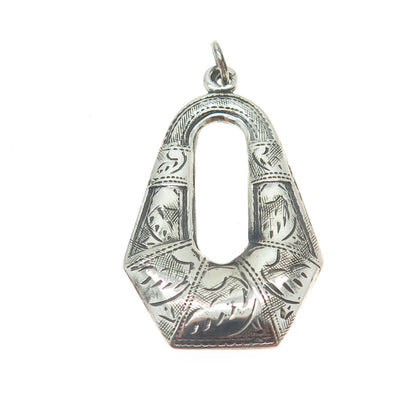 925 Sterling Silver Vintage Victorian Style Engraved Pendant