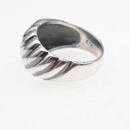 925 Sterling Silver Vintage Modernist Oxidized Ring Size 7.5