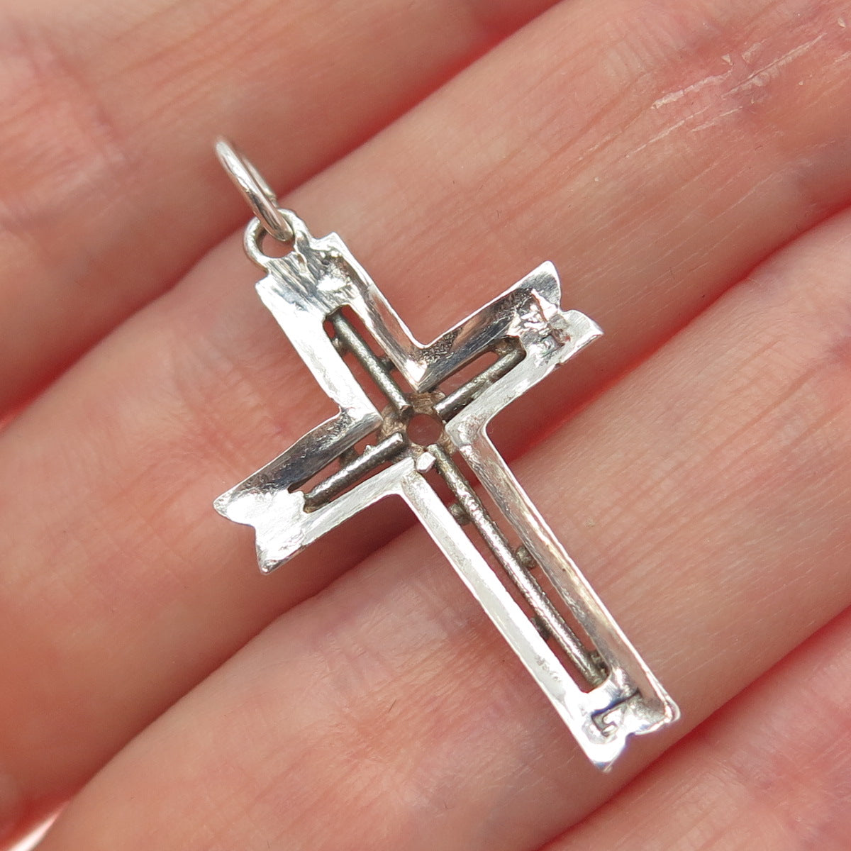925 Sterling Silver Vintage Cross Religious Charm Pendant
