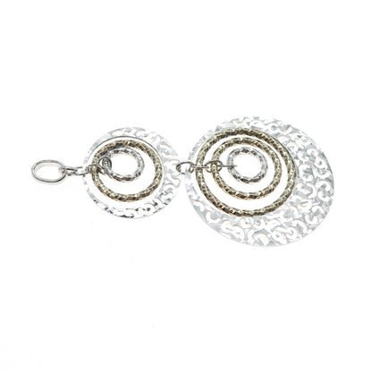 925 Sterling Silver 2-Tone Vintage Modernist Ornate Multi-Circle Pendant