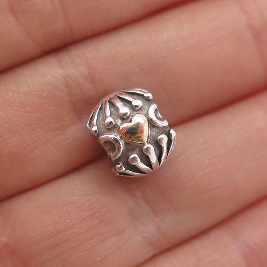 PANDORA 925 Sterling Silver & Gold Love and Hugs Slide Bead Charm