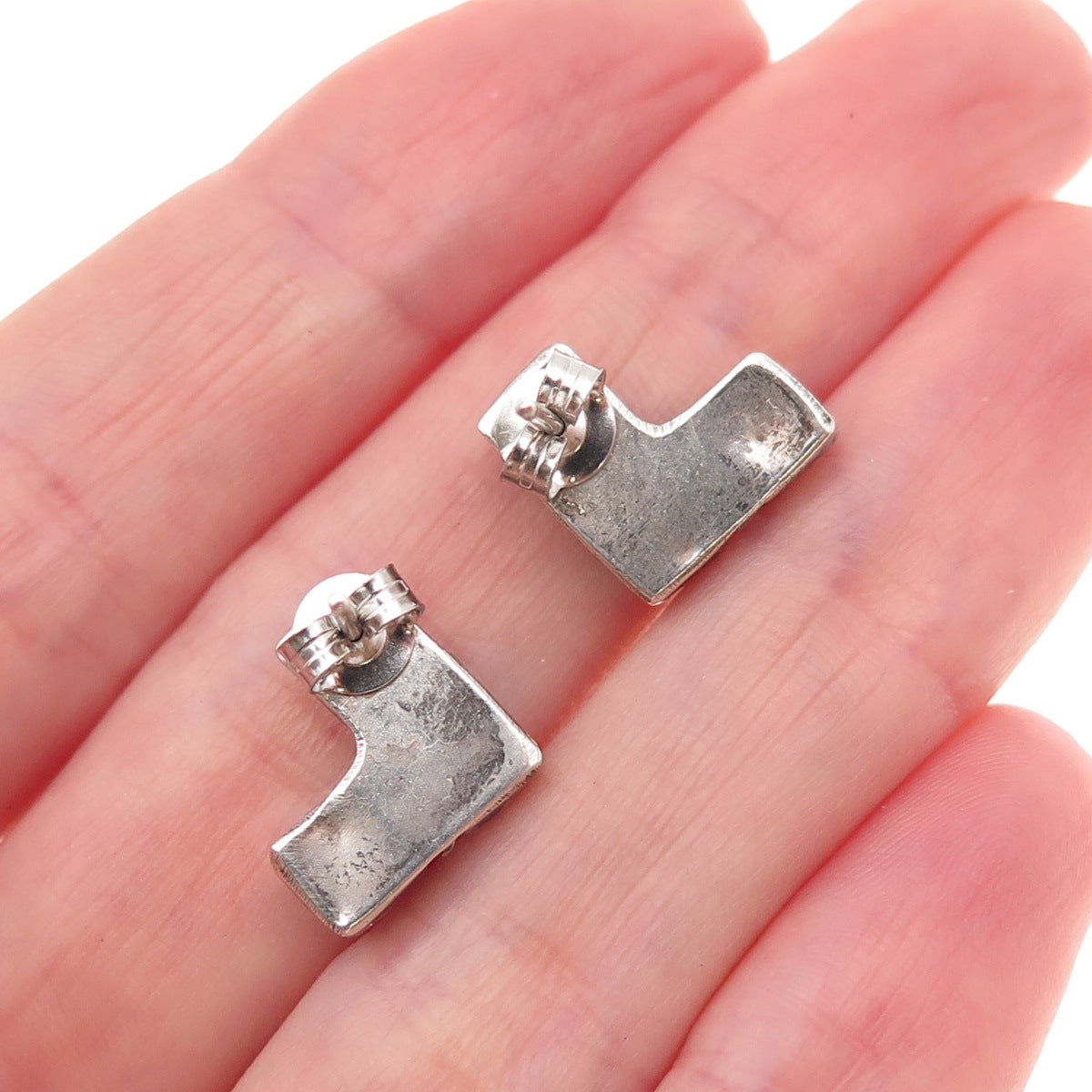Old Pawn 925 Sterling Silver Vintage Southwestern Kingman Turquoise Earrings