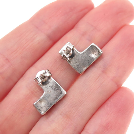 Old Pawn 925 Sterling Silver Vintage Southwestern Kingman Turquoise Earrings