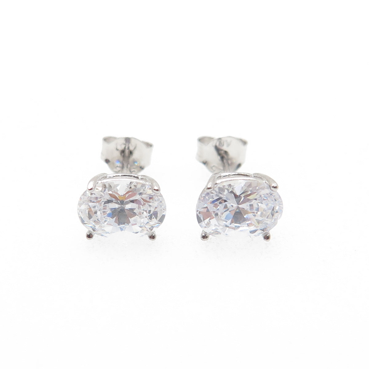 DBJ DEE BERKLE 925 Sterling Silver Oval-Cut C Z Stud Earrings
