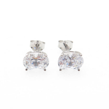 DBJ DEE BERKLE 925 Sterling Silver Oval-Cut C Z Stud Earrings