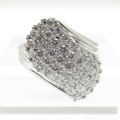 925 Sterling Silver Round-Cut C Z Bypass Ring Size 10