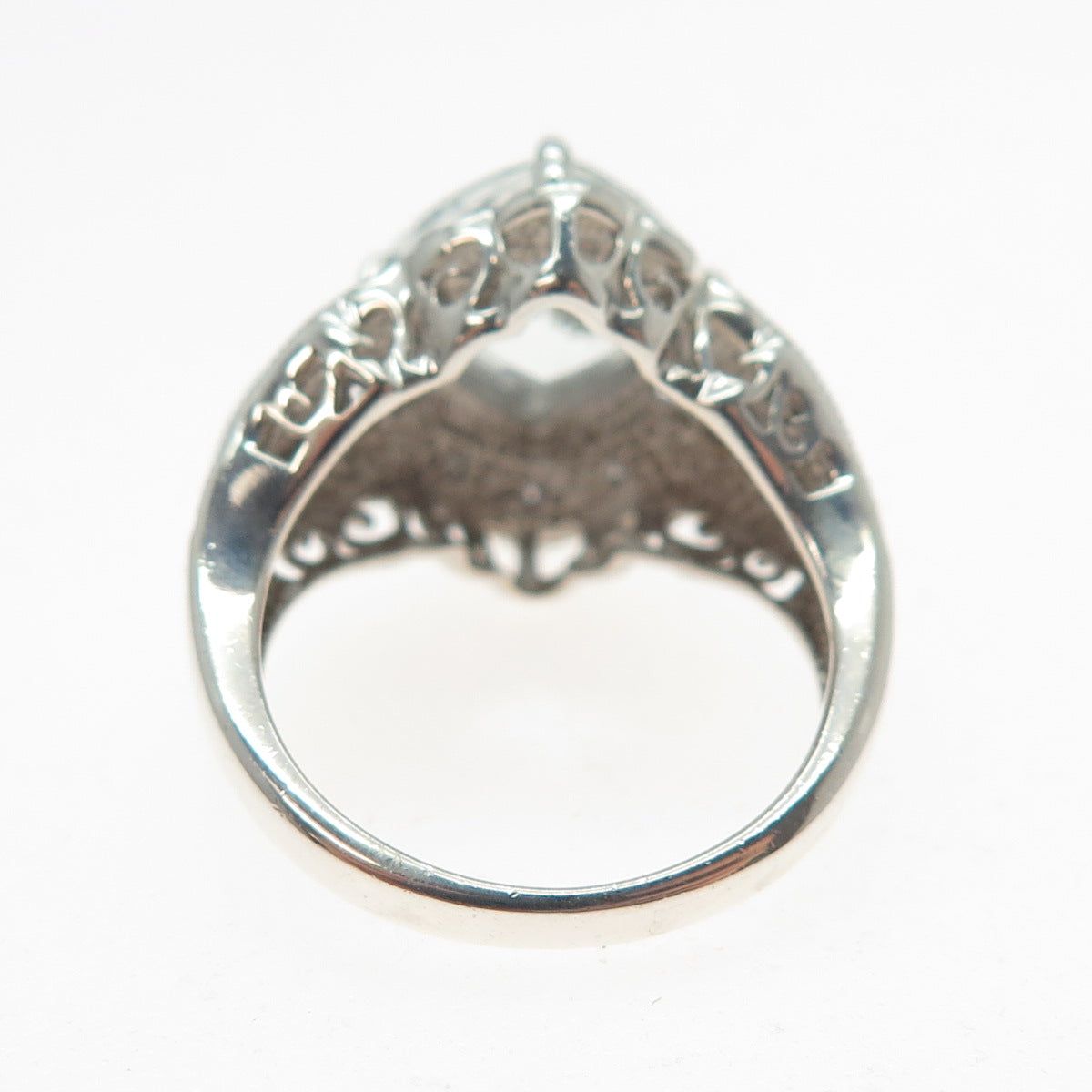 SLV SADYE L VASSIL 925 Sterling Silver Real Diamond & Aquamarine Ring Size 5